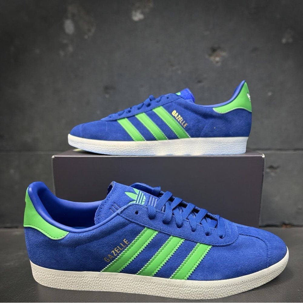Adidas Gazelle Sneakers Men's 9.5 Royal Blue Energy Green BNIB Suede Shoes